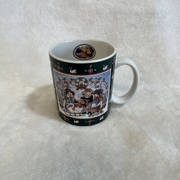 Lang And Wise‎ Coffee Cup Mug Teddys Swan Sleigh Mug 1997 Vintage 10 oz - Picture 1 of 9